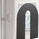 Officemate Heavy Weighted Bookends, Sturdy Office & Home Shelf Organizers, Set of 2 Black Metal Book Supports (93182) (Letter)