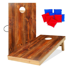 UKASE Solid Wood Regulation Size Cornhole Set Portable Bean Bags Toss Game with Durable Wood Grain Printed Surface and Underneath for Indoor and Outdoor