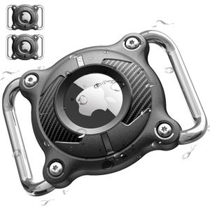 2 Pack Airtag Dog Collar Holder | Airtag Dog Collar Waterproof - Airtag Holder for Dog Collar - Dog Airtag Holder with Removable Metal Loop, Light Weight fit Width3cm/ Thick4.5mm Air Tag Collar, Black