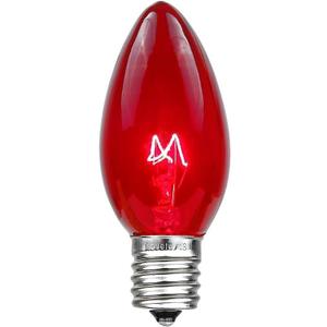 Novelty Lights Incandescent Christmas Replacement Bulbs - Indoor/Outdoor Individual Bulbs for Christmas Tree, Display, & More - C9/E17 Intermediate Base, 7 Watt Lights (Red, 25 Pack)