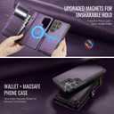 Defencase for Samsung Galaxy S26 Ultra Magnetic Wallet Case Compatible with Magsafe with RFID Blocking Zipper & Card Holder Women, PU Leather Detachable Phone Case for Galaxy S26 Ultra 6.9", Purple