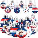 HyDren 40 Pcs 4th of July Ornaments 1.2 Inch Mini Patriotic Tree Decorations 250th Anniversary Memorial Day Independence Day Ornaments Red White Blue Eagle Star Ball Decorations for Holiday Party