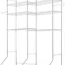 Ulif U13 Over Washer and Dryer Storage Shelves, 6 Tiers Laundry Room Standing Shelf with 2 Hanger Rods, Space Saver Clothes Drying Rack, 63.4" W x 22" D x 77.4" H, White