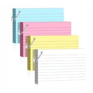2 x 160 Pcs Colored Index Cards with Ring 4 x 6 Inch Heavyweight Ruled Flash Cards, Flashcards with Ring for School & Office Supplies and Home Organization, Durable Study To Do List Lined Note Cards
