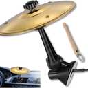 Car Cymbal Air Vent, Mini Crash Drum Cymbal Set with Mini Drum Stick, Funny Car Symbol Musical Gadget for Drummers, Dashboard Accessory Fits Most Vehicles, Turns Traffic into a Jam Session (Yellow)