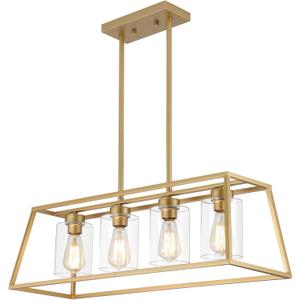 4-Light Gold Chandeliers for Dining Room, Kitchen Island Light Fixture, L32" - 4 Light