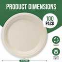 9 Inch Compostable Paper Plates (100 Pack) - Eco-Friendly Disposable Dinnerware for Parties, Microwavable & Water/Oil Resistant - 100% Biodegradable Heavy Duty Brown Plates for Events, Picnics