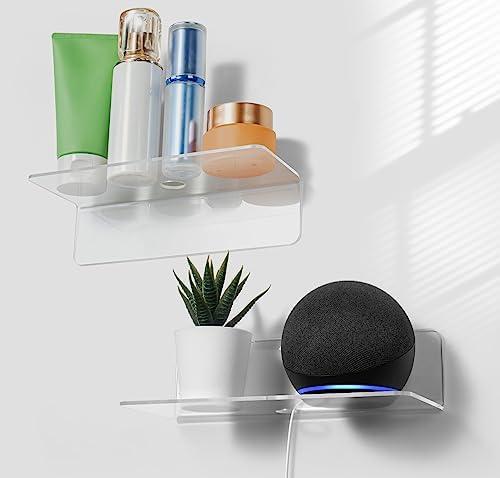 Amazon.com: OAPRIRE Clear Acrylic Floating Shelves Set of 2 - Easily Expand Wall Space - Small Wall Shelf with Strong Adhesive for Bathroom, Bedroom, etc : Home & Kitchen, Fully Clear