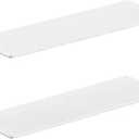 2-Piece White Metal Floating Shelves - Aluminum Alloy Wall Mounted Shelf No Drilling, Rust-Proof, 15.7" Width for Home Decor & Storage in Living Room, Bedroom, Bathroom