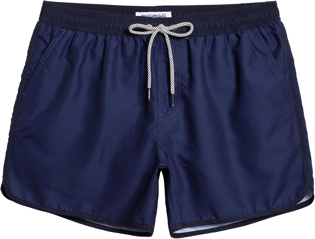 maamgic Mens Boys Short 80s 90s Vintage Swim Trunks with Mesh Lining Quick Dry Swim Suits Board Shorts (M)