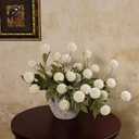 VIERENA 6 Pcs Faux Silk Pompon Mum Artificial Flowers for Vase -27", Bulk Fake Chrysanth Branches with Stems for DIY Bouquet Centerpieces Wedding Fillers Arrangements Shower Decorations (Cream)