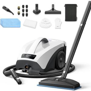 GROBELL Steam Cleaner: 40s Fast Heating-0.66Gal (2.5L) Large Tank-21 PCS Kit-No Cooling-Refill Anytime-Detachable Hose Multi Portable Steamer Mop for Home Car Bed Furniture Tile Grout Floor Cleaning (White)