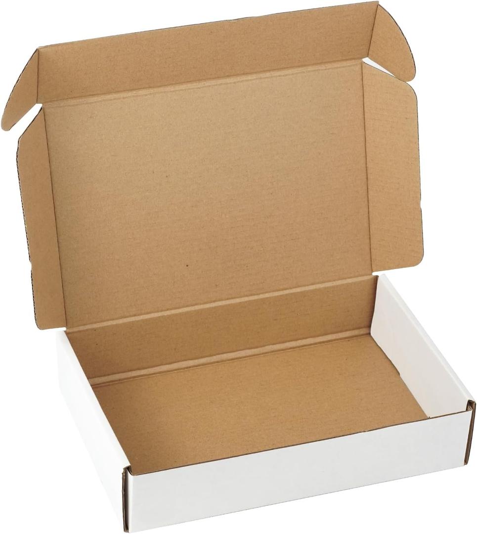 10 Pack 9"x6"x2" inch Small Shipping Boxes White Corrugated Cardboard Box for Small Business, Mailer, Shipping, and Packing