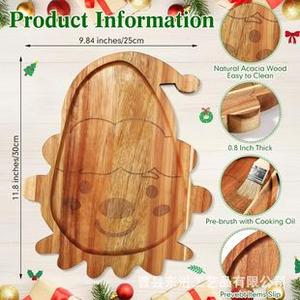 Bokon 12" Elf Christmas Charcuterie Board Wooden Cutting Board Xmas Serving Platter Tray Cookie Plate for Cheese Bread Dessert Fruit, Gift for Christmas Party Holiday Decoration(Acacia Wood)
