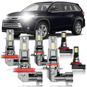 HUOKEDS for Toyota Highlander 2014-2018 Fog Lights Bulbs Combo, 6pcs Super Bright White High Low Multi Beam and Fog Lights Blubs Package, 1:1 Size as Stock Bulbs, Plug and Play 4 PCS