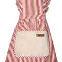 Cotton Kitchen Cooking Aprons,Vest Adjustable Bib Soft Chef Stripes Apron Two Pockets with Wide for Men Women (Pink)