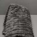 Sherpa Fleece Weighted Blanket with 3D Ribbed Stripes, 12 lbs Soft Flannel Heavy Throw Blanket for Couch Bed Sofa, Heavy Thick Blankets with Glass Beads, Great for Sleep, 48" x 72" (Light Grey)