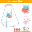 4 in 1 Toddler Swing Set & Baby Jumper, Heavy Duty Kids Swing with Bouncer, Foldable Metal Stand for Indoor & Outdoor, Easy Install & Store (Blue Pink)