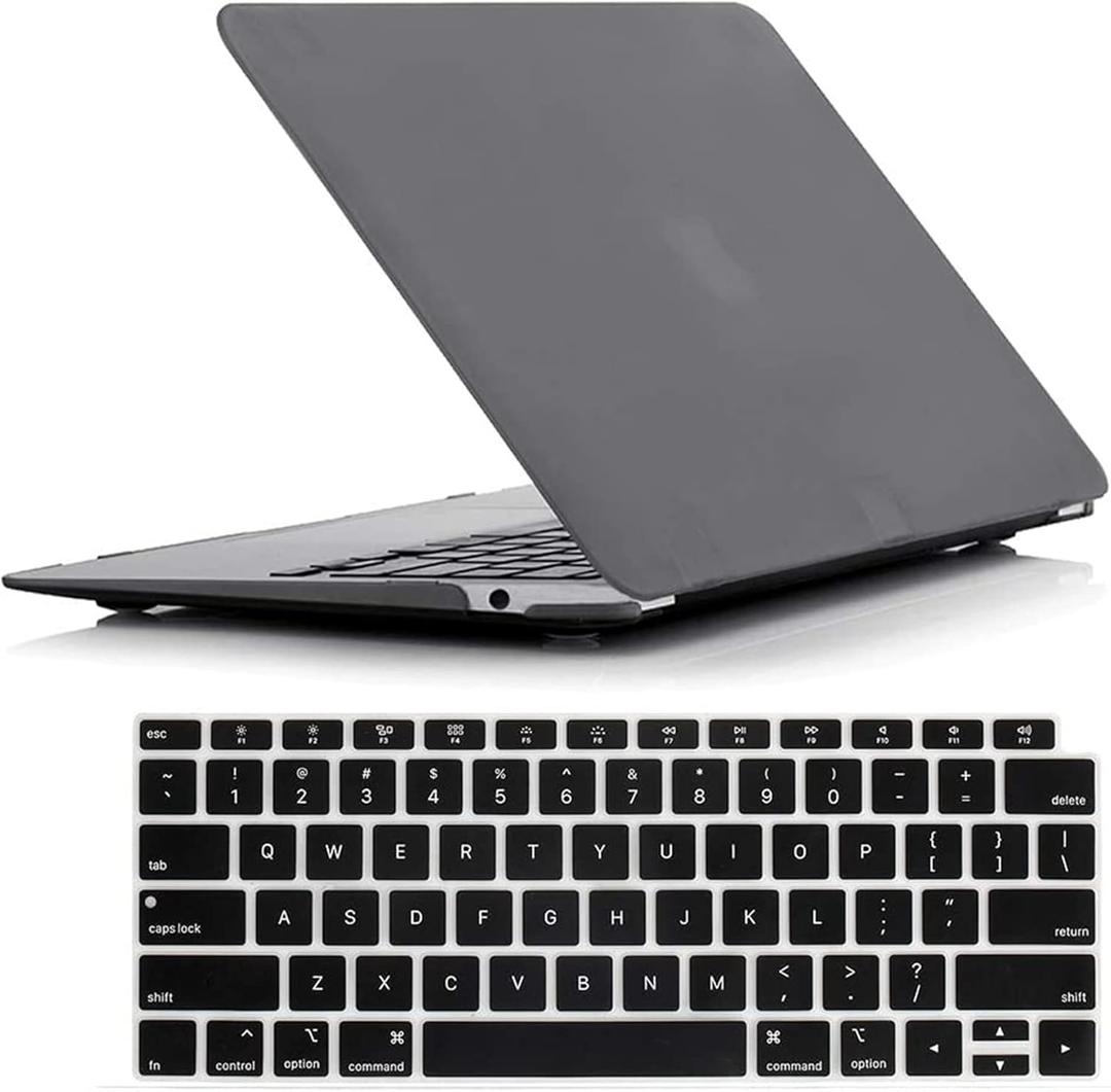 RUBAN Case for MacBook Air 13 inch Case 2022, 2021-2018 Release A2337 M1 A2179 A1932 - Protective Snap On Hard Shell Cover and Keyboard Cover for Version MacBook Air 13 with Touch Bar (Grey)