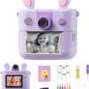 ORGSTA Kids Instant Print Camera for Boys and Girls 1080P HD Toddler Digital Camera with 3 Rolls Print Paper&32G Card, Christmas Birthday Gift Toys for Age 3-16 Kids Portable Travel Digital Camera Toy (Purple)