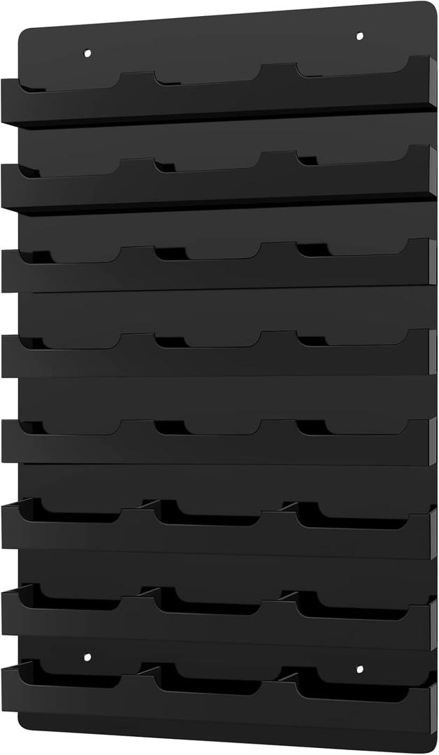 Ireer Business Card Holder for Wall Black Acrylic Business Card Holder Wall Mount Hanging Organizers Acrylic Sticker Display Stand (24 Pockets)