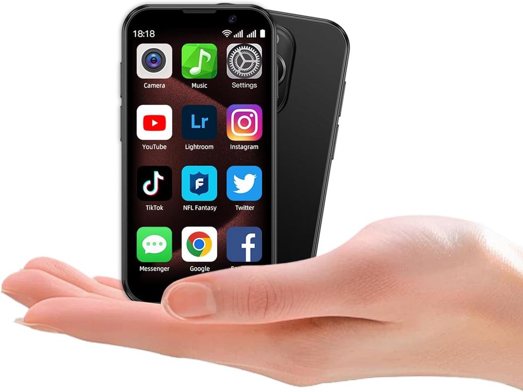 Mini phone Unlocked Mini Smartphone for kids with 3.0" HD Touch Screen World's Smallest Cell Phone Quad Core Dual Sim Card Face ID Android Compact Small Mobile Phones for Student Pocket 2GB+16GB Black