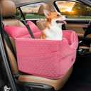 Dog Car Seat - Memory Foam Dog Booster Seat for Small Dogs Up to 25lbs-Elevated Pet Car Seat with Storage Pockets and Dog Seat Belt-Soft Pet Travel Bed for Front & Back Seats-Removable Washable-Pink