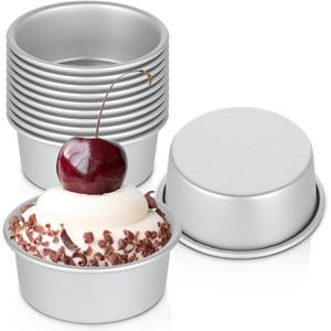 12 Pcs 4 Inch Round Cake Pans, Nonstick Aluminum Mini Cake Pans for Cheesecake, Pizza, Quiche, Leakproof & Easy Release, Silver