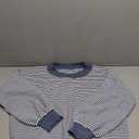 Women's Oversized Striped Sweater Casual Off The Shoulder Sweater Fall Long Sleeve Loose Knit Pullover Jumper Tops (Blue)