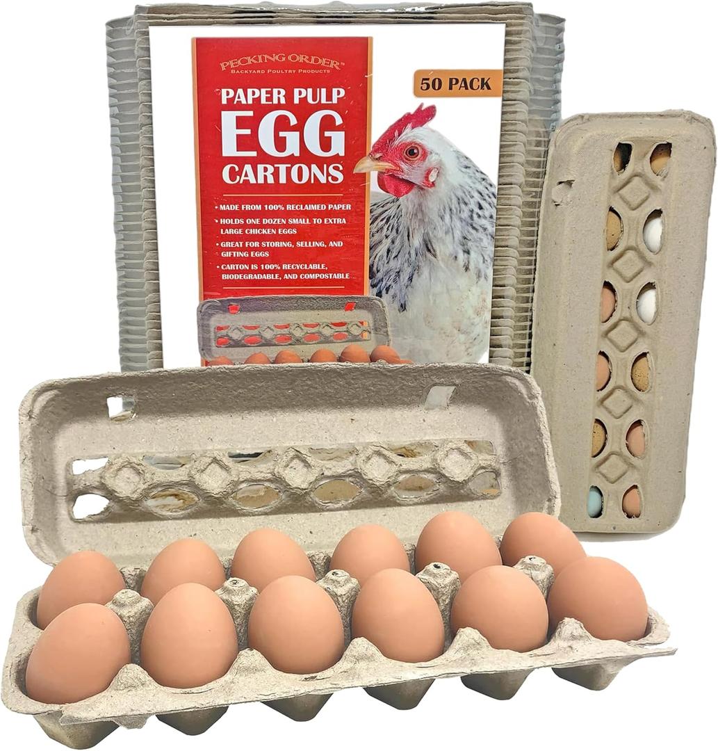 Pecking Order Paper Pulp Egg Cartons - 50 Pack