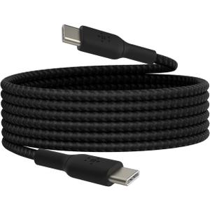Belkin BoostCharge Braided USB-C to USB-C Cable (2M/6.6ft) for iPhone 16, iPhone 16 Pro, iPhone 16 Pro Max, Galaxy S25, S24, Note, Pixel 9 & 8, iPad Pro, Nintendo Switch 2 & More - Black