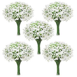 Cherica 100Pcs Babys Breath Artificial Flowers-Gypsophila Babys Breath Flowers Artificial Bulk-White Real Touch Fake Flowers for Wedding Home Garden Decor