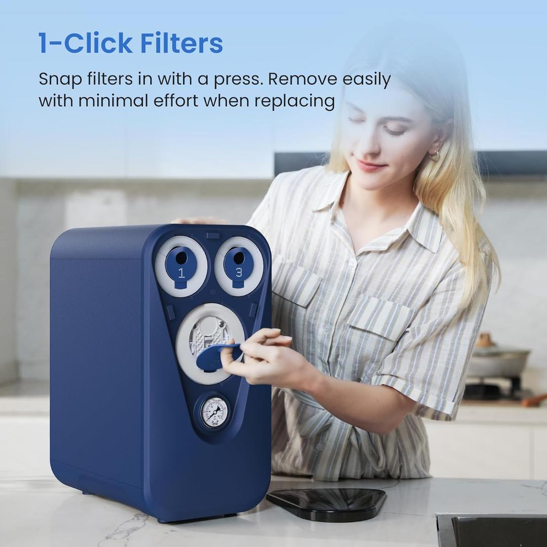 GLACIER FRESH GFU03 Reverse Osmosis System – 800 GPD, Non-Electric, 3:1 Pure-to-Drain, No Noise/No Drilling, 5-Stage Tankless Under-Sink RO Water Filter System, Reduces PFAS/PFOS, Elite Version