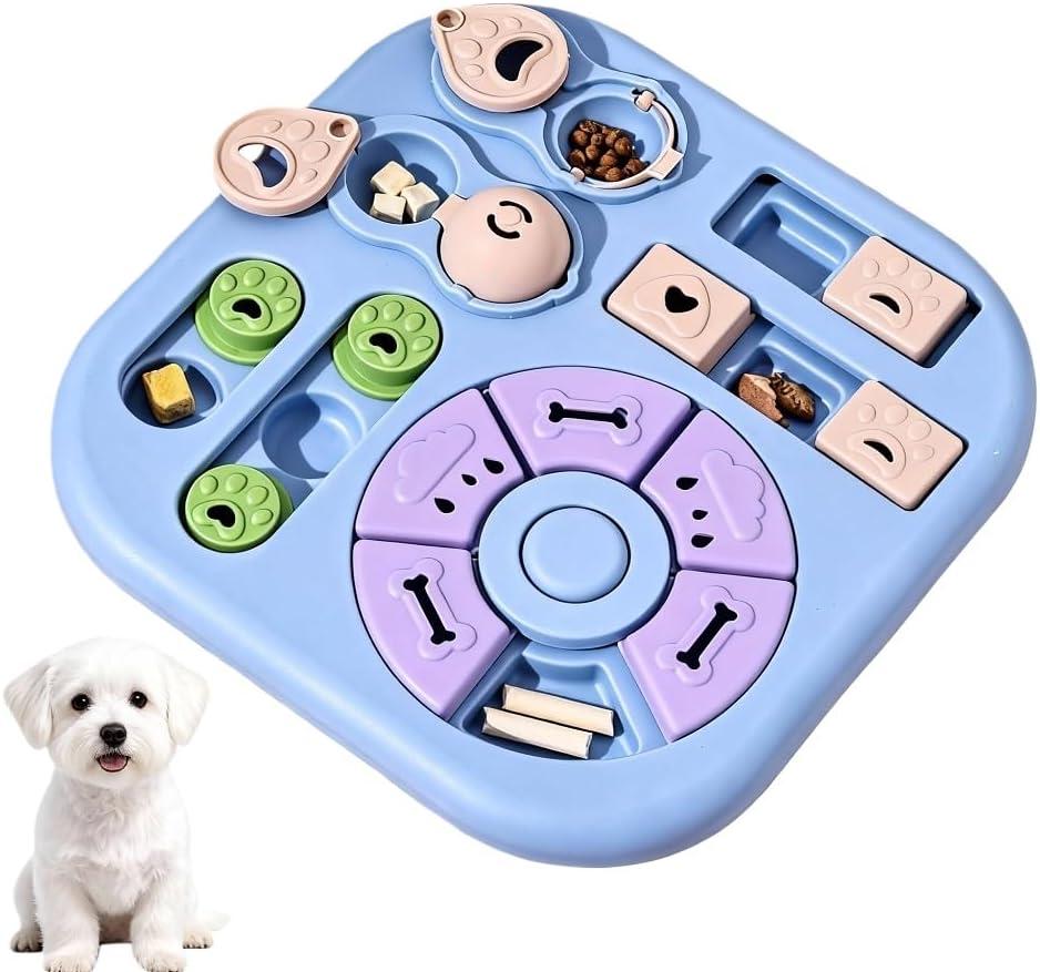 Interactive Cat Puzzle Toy & Treat Dispenser - Maze Slow Feeder for Small, Medium & Large Cats, Enrichment Toy for IQ Training, Reduces Bloating & Prevents Gulping (Light Blue)