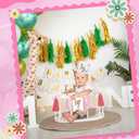 Bow Pink 1/2 Birthday Decorations,Bow Crown with High Chair Banner and Cake Plate,Half Birthday Party Decoration For Girl Baby Shower (White)