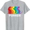 Purride Cat Pride Ally LGBT Community Rainbow Pride T-Shirt (Heather Gray) 2XL