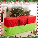 9 ft Christmas Tree Storage Bag Heavy Duty 420D Oxford Artificial Christmas Tree Bag with Reinforced Handles Dual Zippers Card Slot Wide Opening Extra Large Storage Container, Green and Red