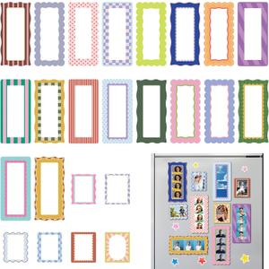 RattanView 24 Pcs Magnetic Photo Frames for Refrigerator Photobooth Magnet Frame 24 Different Designs Magnets Frame for Pictures Suitable for Home Office Refrigerator (2x6 Inch and 2x3 Inch)