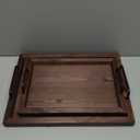 Besti Rustic Vintage Food Serving Trays (Set of 2) | Nesting Wooden Board with Metal Handles | Stylish Farmhouse Decor Serving Platters | Large: 15 x2 x11 - Small: 13 x2 x9 (Black)