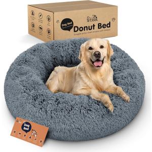 Donut Dog Bed - Premium Comfort for Anxiety Relief - Fluffy & Calming Design with Ultra-Plush Support | Cozy Round Dog Bed with Super Soft Circle Style (Dark Grey, X-Large)