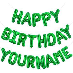 TONIFUL 65 Pcs 16 Inch Green Happy Birthday Balloons and 2 Sets A-Z Foil Letters Balloons DIY Personalized Phrase Banner for Birthday Celebration Halloween Thanksgiving Christmas Party Decorations