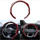 Carbon Fiber Car Steering Wheel Cover, Non-Slip Comfortable Vehicle Steering Protector, Automotive Interior Wheel Wrap Cover Decoration Accessories, Universal Fit (Red)