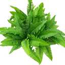 2 x Leoyoubei 4 Bunches 14" Ferns Artificial Boston Fern Bush Plant,Faux Plant Shrubs Greenery Bushes Indoor Outside,Hanging Basket Planter Decor for Home Garden Office Verandah Wedding Decor