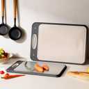 2 Packs Stainless Steel Cutting Board Set, Best Non Toxic Cutting Boards for Kitchen, Double Sided Metal Chopping Board for Meat/Fruit/Vegetables, Food Grade Kitchen Set Gift, [1611+1812 Inch] (Dark Gray)