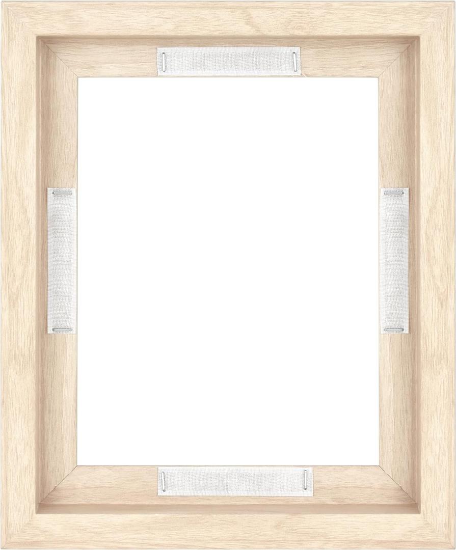 MCS Canvas Float Frames 8x10 Frame, Natural Woodgrain for Finished Canvases, Vertical & Horizontal Wall with Adehsive for Canvas Paintings (1-Pack)
