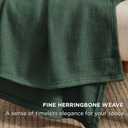 Bedsure GentleSoft 100% Cotton Blanket Queen Size for Bed - Breathable and Lightweight, Soft Cozy Textured Herringbone Woven Blanket for Summer Spring, Dark Green, 90x90 inches