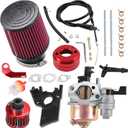 Carburetor Carb Air Filter Adapter Fuel Filter Jet Kit replacement for Predator 212cc 196cc 6.5hp Engine Coleman CT200U BT200X CT200U-EX GX160 Mini Bike Go Kart Racing Red