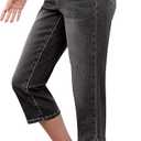 luvamia Capri Jeans for Women Trendy High Waisted Side Slit Casual Relaxed Fit Stretchy Denim Summer Jean Capris Pants (Black, XL)