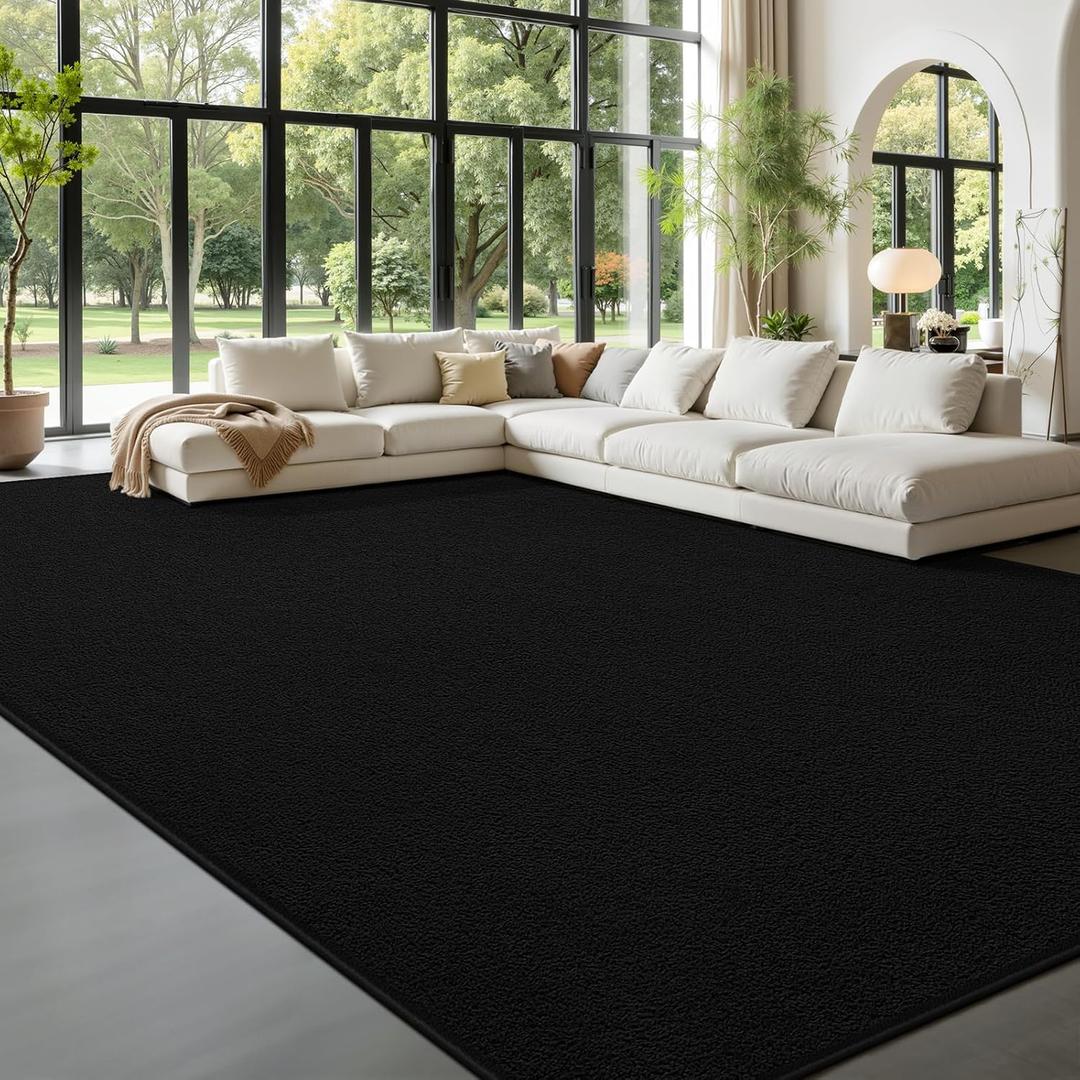 Large Area Rugs for Living Room Bedroom, 5 x 8 Ft Non-Slip Modern Area Rug, Soft Thickened Memory Foam Rug, Comfy Minimalist Indoor Carpet for Boys Girls Room Nursery Dorm Home Decor, Black