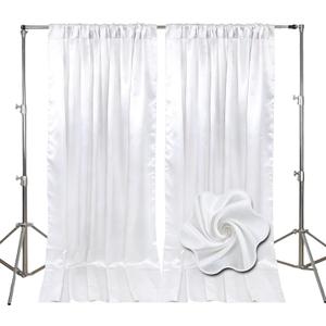 10ft x 10ft White Backdrop Curtains for Parties, Fabric Satin Background Curtain with Rod Pockets for Weddings, Birthday, Baby Shower, Photography, Graduation Party Backdrop Drapes, 2 Panels